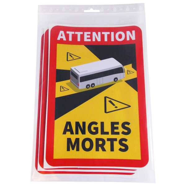 Toter Winkel Aufkleber Set Angles Morts  aus 3 Stück selbstklebende Warnmarkierung 25x17cm