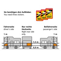 Toter Winkel Aufkleber Set Angles Morts  aus 3 Stück selbstklebende Warnmarkierung 25x17cm