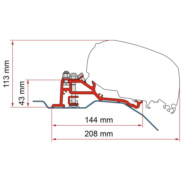 Kit Ducato H2 Skyroof Markisenadapter F80/65