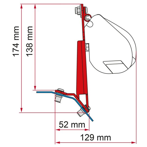 Fiamma Kit Ford Custom Lift Roof H1 Deep Black Markisenadapter für F45, F43, F35 pro