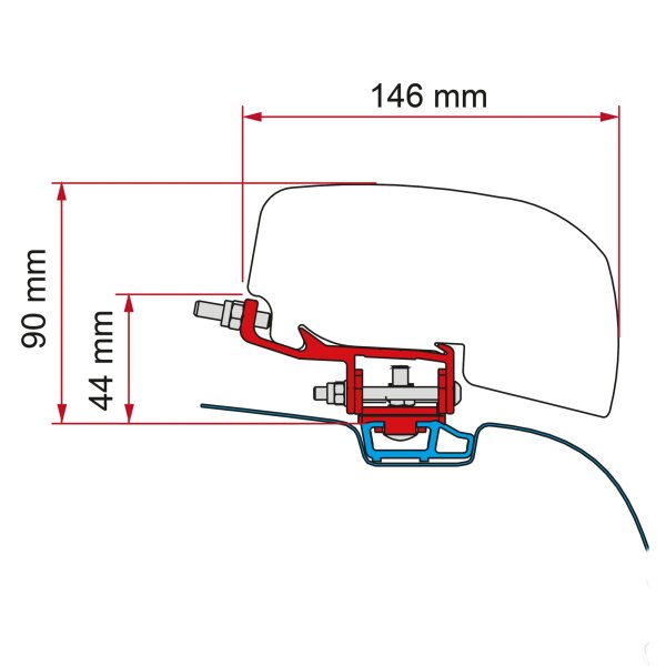 Kit VW T5/T6 Roof Rail Markisenadapter für F40