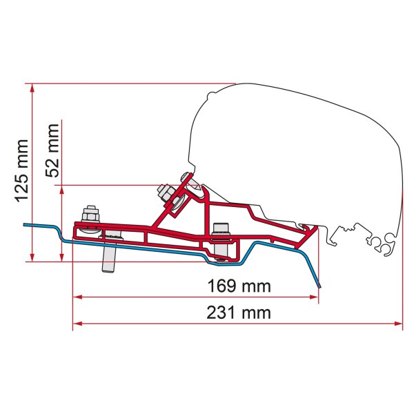 Adapter Ford Transit Van L2 1 x 290 cm für F80s