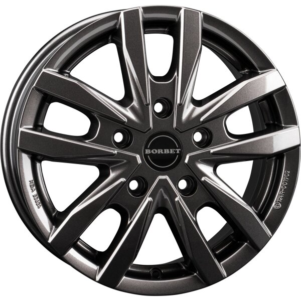 Aluminiumfelge Borbet CW5, mistral anthracite glossy, 16" für Fiat Ducato mit Light-Chassis ab Bj. 2006/07