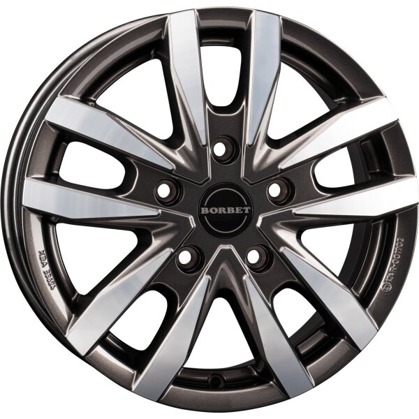 Aluminiumfelge Borbet CW5, mistral anthracite polished glossy, 16" für Fiat Ducato mit Light-Chassis ab Bj. 2006/07