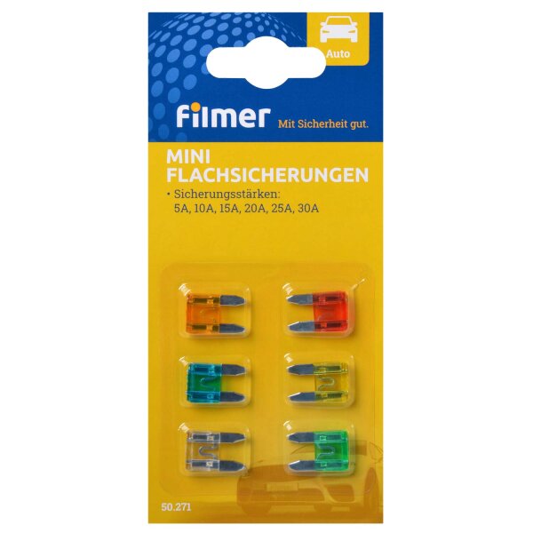 Flachsicherungen Mini 6-teilig; 5/10/15/20/25/30 A 11 x 3 x 16 mm
