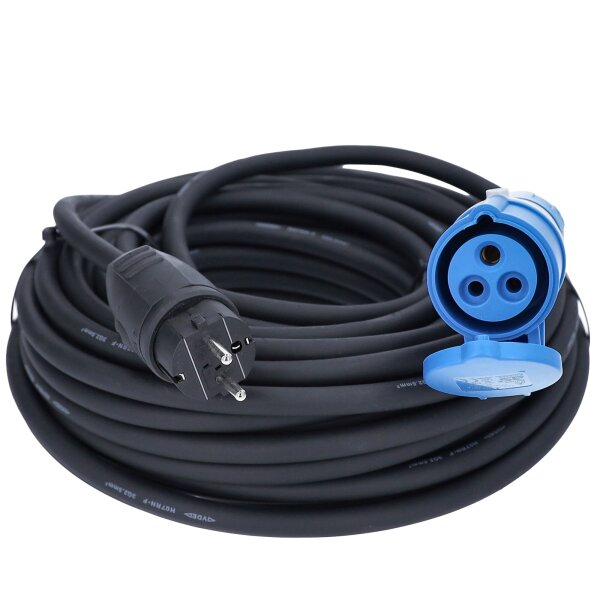 Adapterkabel Schuko -> CEE, 25 m schwarz