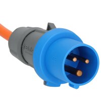Verlängerungskabel Camping CEE-CEE/Schuko, 1,5 m orange Winkelkupplung + LED Spannungsanzeige