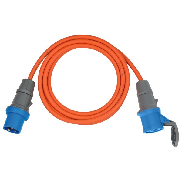 CEE-Verlängerung, 5m orange H07RN-F 3G2,5 orange + LED Spannungsanzeige