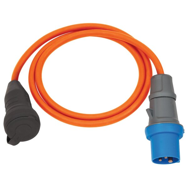 Adapterkabel CEE -> Schuko Schuko-Kupplung, CEE-Stecker, LED Spannungsanzeige