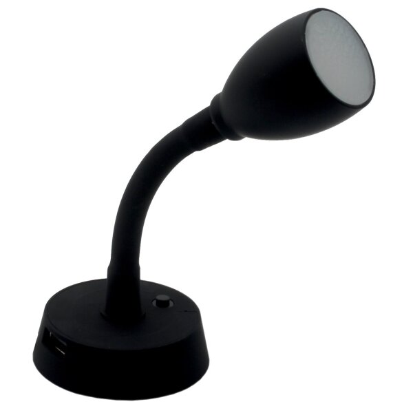 Leseleuchte Jolly, schwarz USB-A Anschluss 2 A, 12V, 1,5 W, 90 Lm