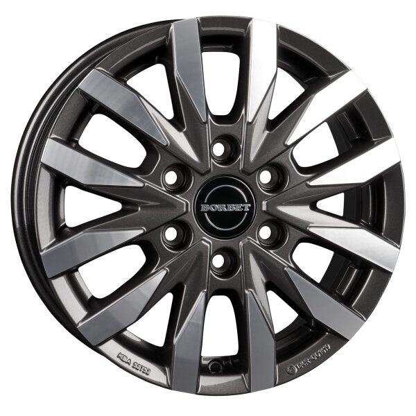 Aluminiumfelge Borbet CW6, mistral anthracite glossy polished, 16" für MB Sprinter ab Bj. 2006/04
