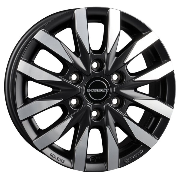 Aluminiumfelge Borbet CW6, black polished matt, 16" für MB Sprinter ab Bj. 2006/04