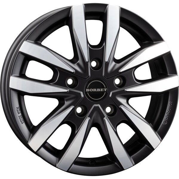 Aluminiumfelge Borbet CW5, black polished matt, 16" für VW Crafter ab Bj. 2017 / MAN TGE