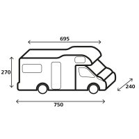 Reisemobil-Schutzhülle Design 12M, 700-750 x 240 x...