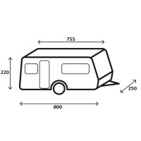 Wohnwagen-Schutzhülle Design 12M, 750-800 x 250 x...