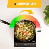 Induktionskochplatte 10 Leistungsstufen, 2000 Watt