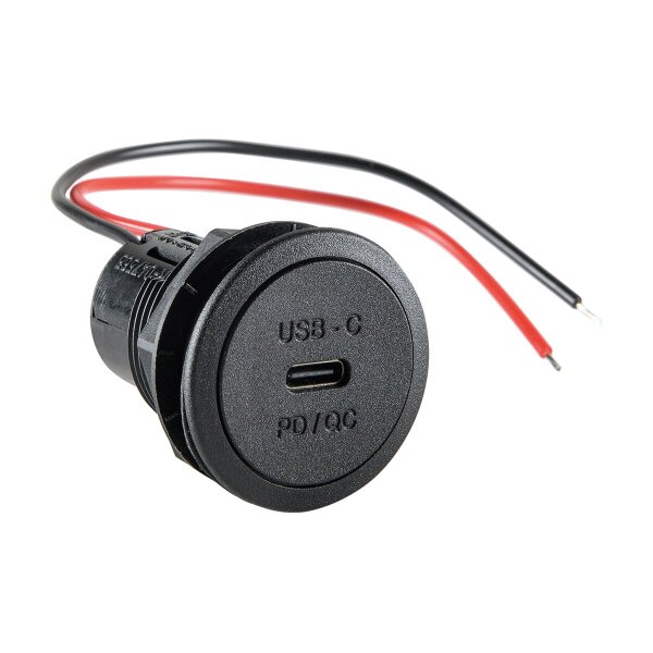 Einbausteckdose USB-C 12 - 24 V DC 1 x USB C, PD/QC 1 x 30 W, ohne LED