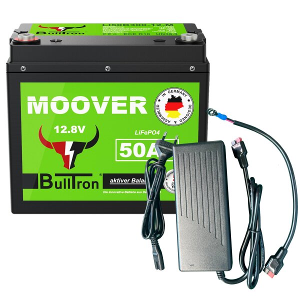 Lithium Batterie mit Ladegerät 10A BullTron Mover 50 Ah Batterie + 10A Ladegerät
