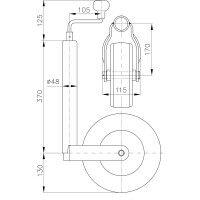 Deichsellaufrad 260 x 85 mm Luft, Stahlfelge