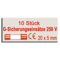 G-Sicherungseinsätze 250 V / 10 A 10er