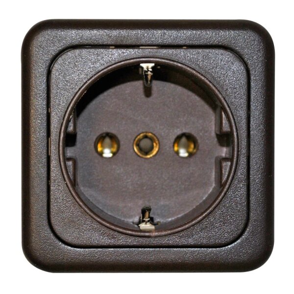 Schuko-Steckdose ohne Deckel, braun