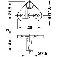Schließbolzen Metall, 2er SB