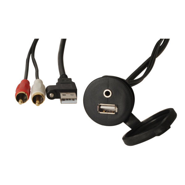USB/AUX-Verlängerung 2 m mit Einbaubuchse
