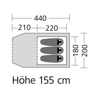 Tunnelzelt Chimney Rock 3 Plus 200 x 440 x 155 cm