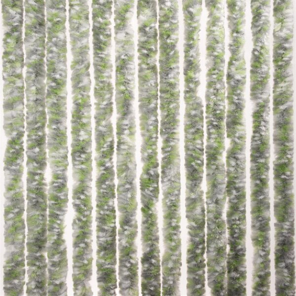 Chenille-Flauschvorhang Reisemobil 56 x 205 cm, grau/weiß/grün