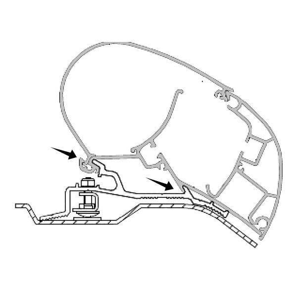 Adapter für Fiat Ducato ab Bj. 07/2007 zu Dometic-Markisen Serie 2, Länge 3,75 m