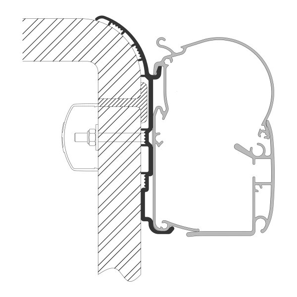 Adapter für Bürstner zu Dometic-Wandmarkisen Serie 1, Länge 3,5 m
