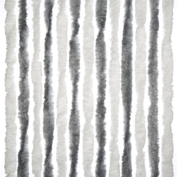 Chenille-Flauschvorhang Reisemobil 56 x 205 cm, grau/weiß