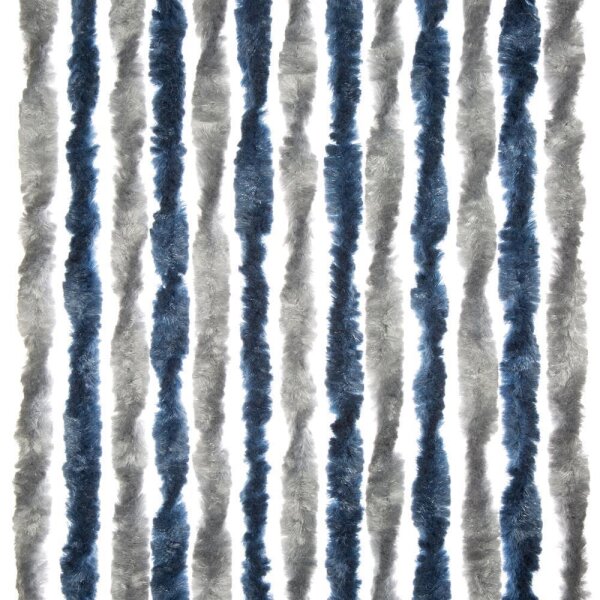 Chenille-Flauschvorhang Reisemobil 56 x 205 cm, blau/silber