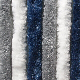 Chenille-Flauschvorhang Zelt/Balkon 100 x 205 cm, dunkelblau/weiß/grau