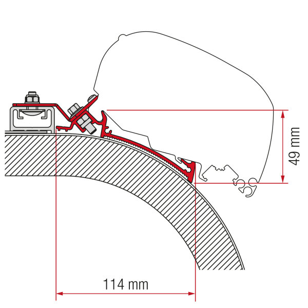 Adapter Rapido Distinction 400 cm Markisenadapter F80/65