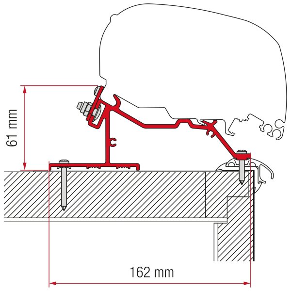 Adapter Caravan Roof 370 cm Markisenadapter F80/65