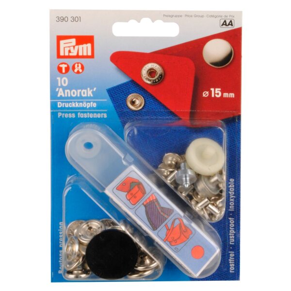 Prym Druckknöpfe Anorak 15 mm silberfarbig